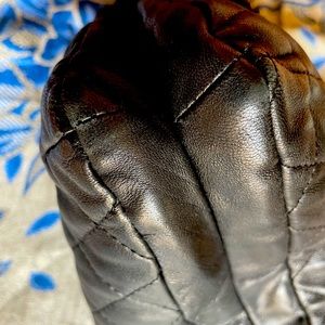 Black leather handbag